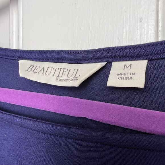 QVC BEAUTIFUL Lawrence Zarian Asymmetric Boatneck Top Womens Medium Blue NWOT - Picture 3 of 9